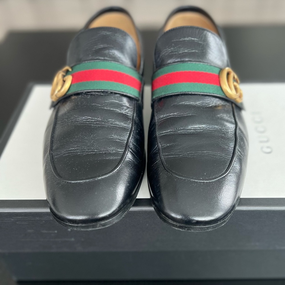 GUCCI | Leather Loafer With Double G And Web